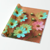 Zinnia Elegans Bloemen Cadeaupapier (Uitgerold)