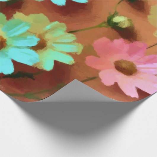 Zinnia Elegans Bloemen Cadeaupapier (Hoek)