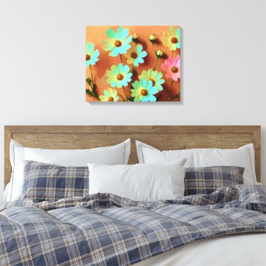 Zinnia Elegans Bloemen Canvas Afdruk (Insitu (Slaapkamer))