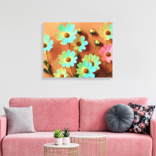 Zinnia Elegans Bloemen Canvas Afdruk (Insitu (Woonkamer))