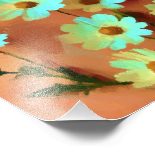 Zinnia Elegans Bloemen Foto Afdruk (Hoek)