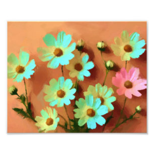 Zinnia Elegans Bloemen Foto Afdruk