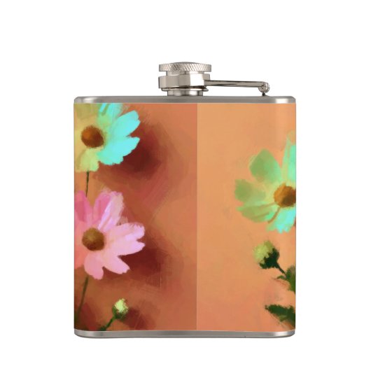 Zinnia Elegans Bloemen Heupfles (Achterkant)