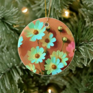Zinnia Elegans Bloemen Keramisch Ornament