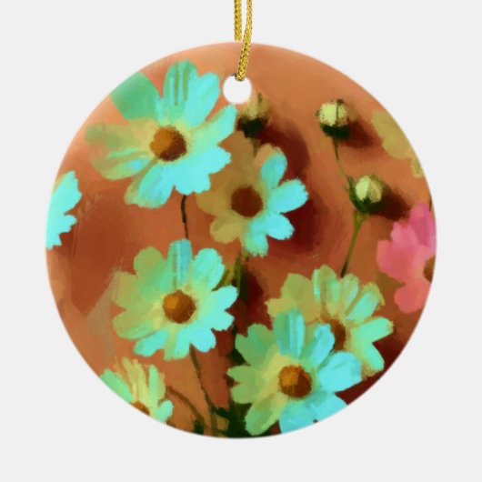 Zinnia Elegans Bloemen Keramisch Ornament (Voorkant)