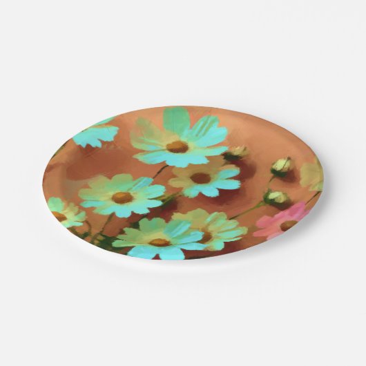 Zinnia Elegans Bloemen Papieren Bordje (Gekanteld)