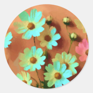 Zinnia Elegans Bloemen Ronde Sticker