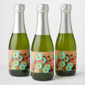Zinnia Elegans Bloemen Sparkling Wijnetiket (Flessen)