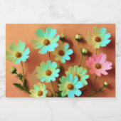 Zinnia Elegans Bloemen Sparkling Wijnetiket (Enkel label)