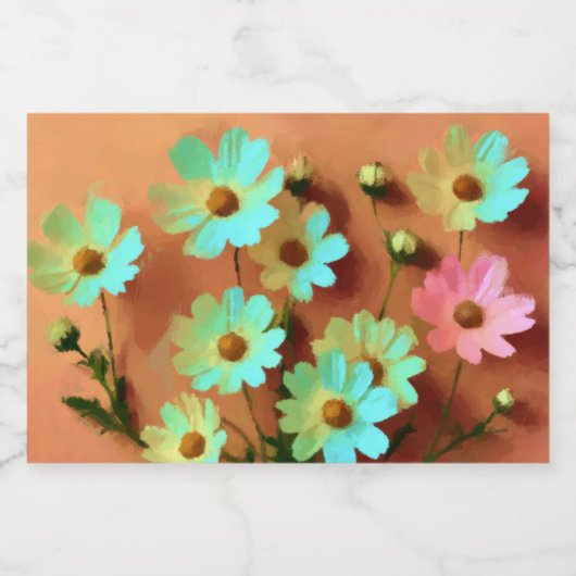 Zinnia Elegans Bloemen Sparkling Wijnetiket (Enkel label)