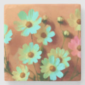 Zinnia Elegans Bloemen Stenen Onderzetter (Voorkant)