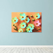 Zinnia Elegans bloementuin Canvas Afdruk (Insitu (Houten vloer))