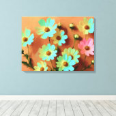 Zinnia Elegans Vibrant Botanisch Canvas Afdruk (Insitu (Houten vloer))