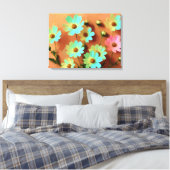 Zinnia Elegans Vibrant Botanisch Canvas Afdruk (Insitu (Slaapkamer))