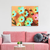 Zinnia Elegans Vibrant Botanisch Canvas Afdruk (Insitu (Woonkamer))