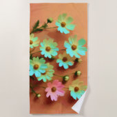 Zinnia Elegans Vibrant Botanisch Strandlaken (Voorkant)