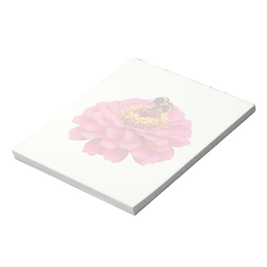 Zinnia en bijen notitieblok (Linkerzijde)