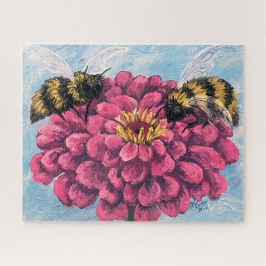 Zinnia en Bijen Puzzel (Horizontaal)