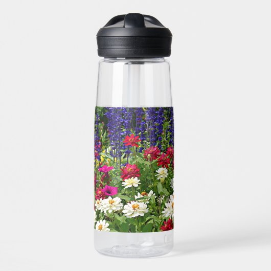 Zinnia en Blue Salvia Garden Floral Waterfles (Voorkant)