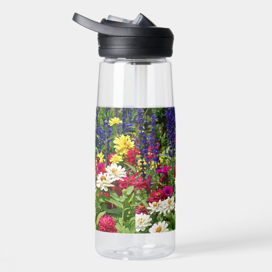 Zinnia en Blue Salvia Garden Floral Waterfles (Rechts)