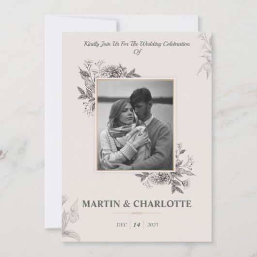 Zinnia en Orchid  Flowers Weddenschap Kaart (Voorkant)