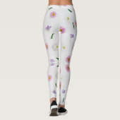 Zinnia en tropische bloem op witte achtergrond leggings (Achterkant)