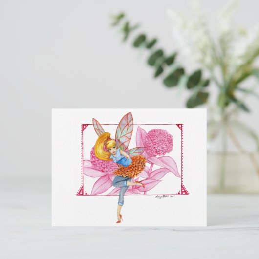 Zinnia Fairy Briefkaart (Staand voorkant)