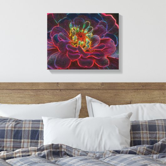 Zinnia Fantasy Abstract Flower Art Canvas Afdruk (Insitu (Slaapkamer))