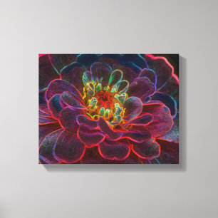 Zinnia Fantasy Abstract Flower Art Canvas Afdruk