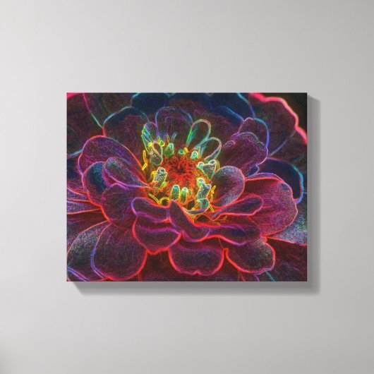 Zinnia Fantasy Abstract Flower Art Canvas Afdruk (Voorkant)