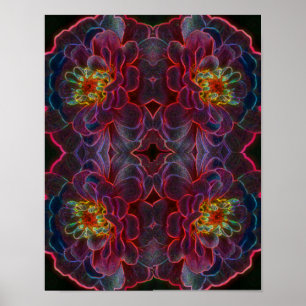 Zinnia Fantasy Abstract Flower Art Poster