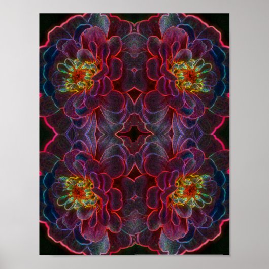 Zinnia Fantasy Abstract Flower Art Poster (Voorkant)