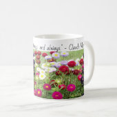 Zinnia Field Flower Mok met Monet Quote. (Voorkant rechts)