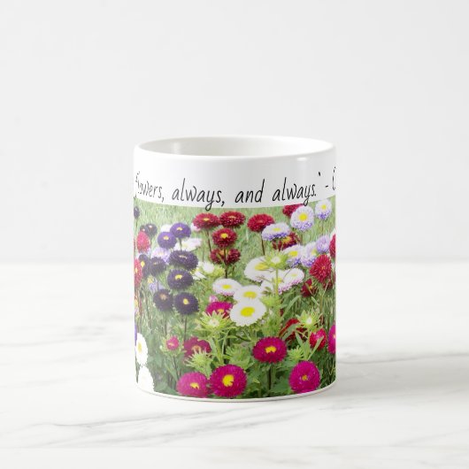 Zinnia Field Flower Mok met Monet Quote. (Center)