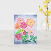 Zinnia Flower Artistic Garden Art Kaart (Gele Bloem)