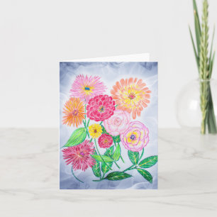 Zinnia Flower Artistic Garden Art Kaart