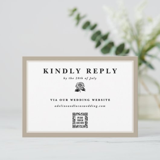 Zinnia Flower Electronic QR Code Wedding Website RSVP Kaartje (Staand voorkant)