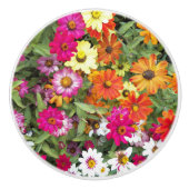 Zinnia Flower Garden Floral Keramische Knop (Voorkant)