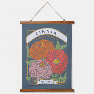 Zinnia Flower Seed Packet (Soft Navy) Hangend Wandkleed