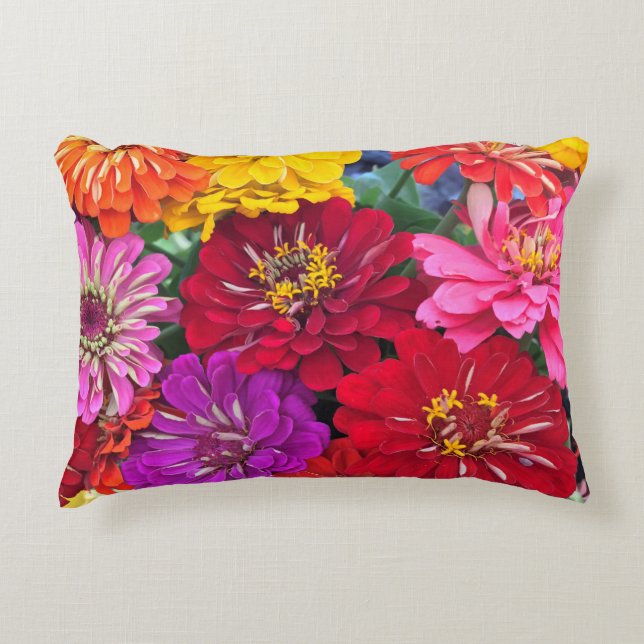 Zinnia Flowers Accent Pillow Kussen (Voorkant)