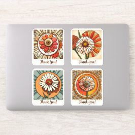 Zinnia Flowers Groovy Retro Aangepast Sticker