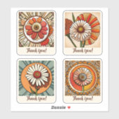 Zinnia Flowers Groovy Retro Aangepast Sticker (Vel)