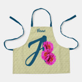 Zinnia Flowers Monogram Initiaal A Jouw naam Apron Schort (Voorkant)