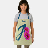 Zinnia Flowers Monogram Initiaal A Jouw naam Apron Schort (Insitu)