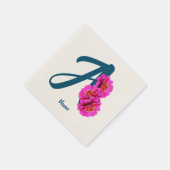 Zinnia Flowers Monogram Initiaal A Jouw naam Servet (Hoek)