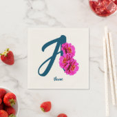 Zinnia Flowers Monogram Initiaal A Jouw naam Servet (Insitu)
