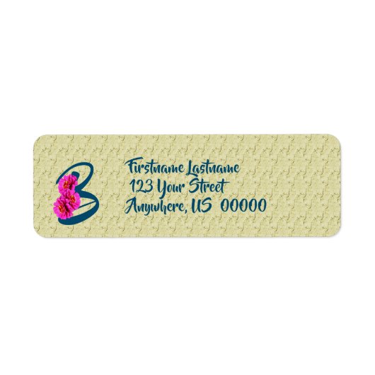 Zinnia Flowers Monogram Initiaal B Etiket (Voorkant)