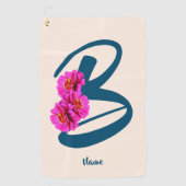Zinnia Flowers Monogram Initiaal B Jouw naam Golfhanddoek (Voorkant)
