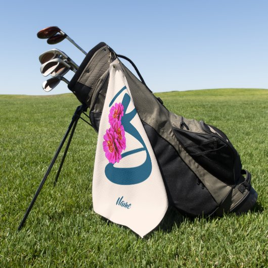 Zinnia Flowers Monogram Initiaal B Jouw naam Golfhanddoek (Groen)