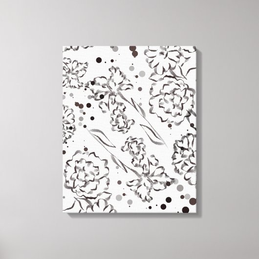 Zinnia Flowers Tekening Canvas Afdruk (Voorkant)